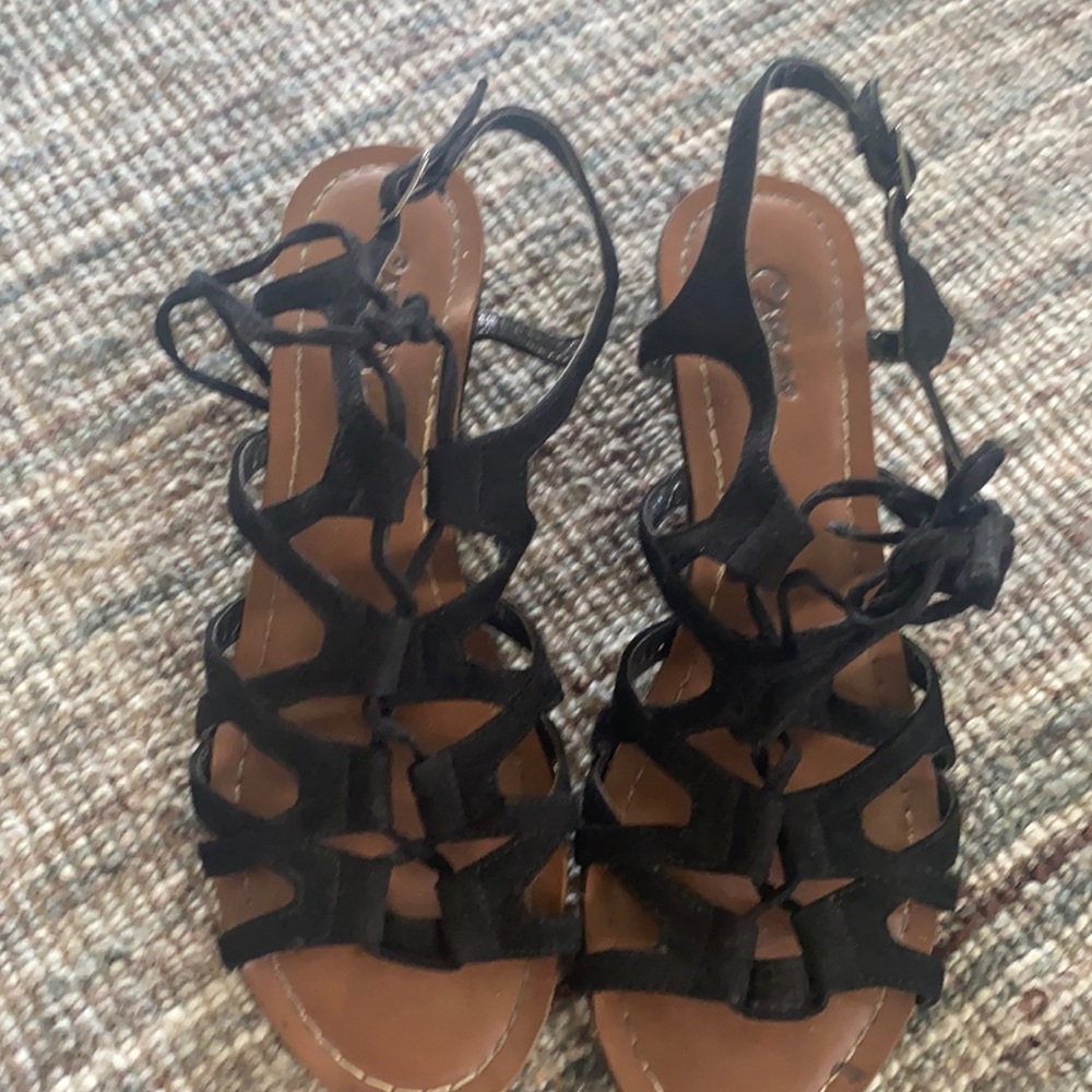 Carlos faux suede leather black sandal